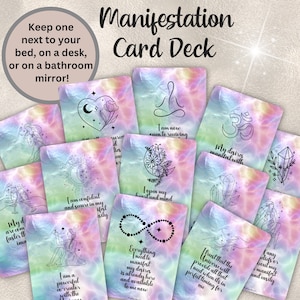 Baraja de cartas de manifestación, Tarjetas de afirmación, Tarjetas de intención, Positividad, Mujeres, Afirmaciones diarias