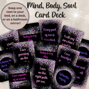 Mind, Body, Soul Affirmation Card Deck, 100 Cards, Intention Cards, Women, Spirituality, Daily Affirmations