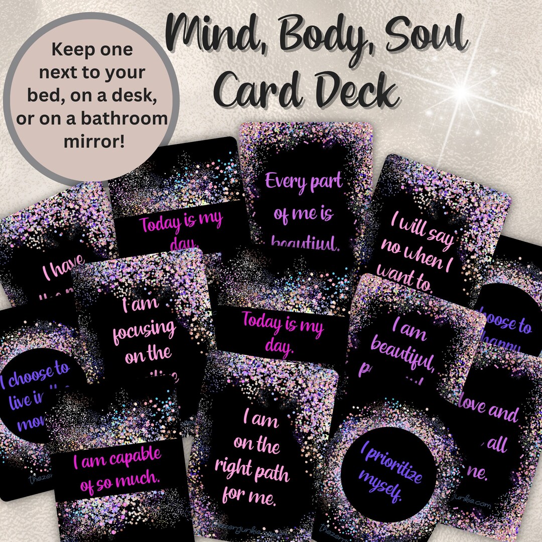 Mind, Body, Soul Affirmation Card Deck, 100 Cards, Intention Cards ...