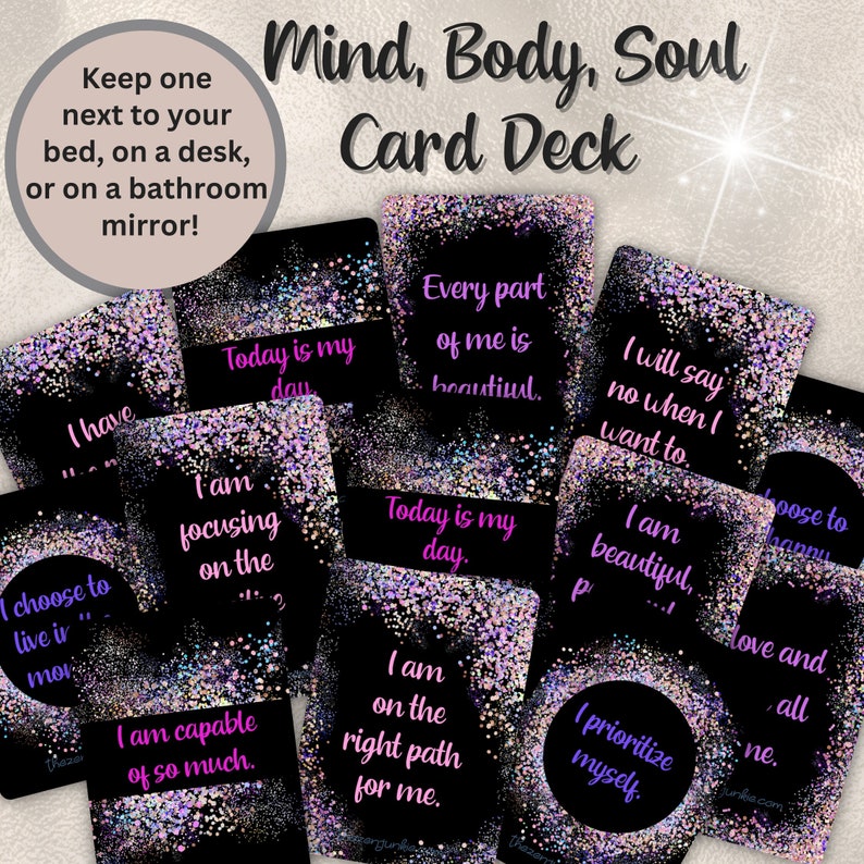 Mind, Body, Soul Affirmation Card Deck, 100 Cards, Intention Cards ...