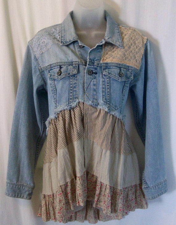 Embellished denim jacket jean jacket bohemian Etsy