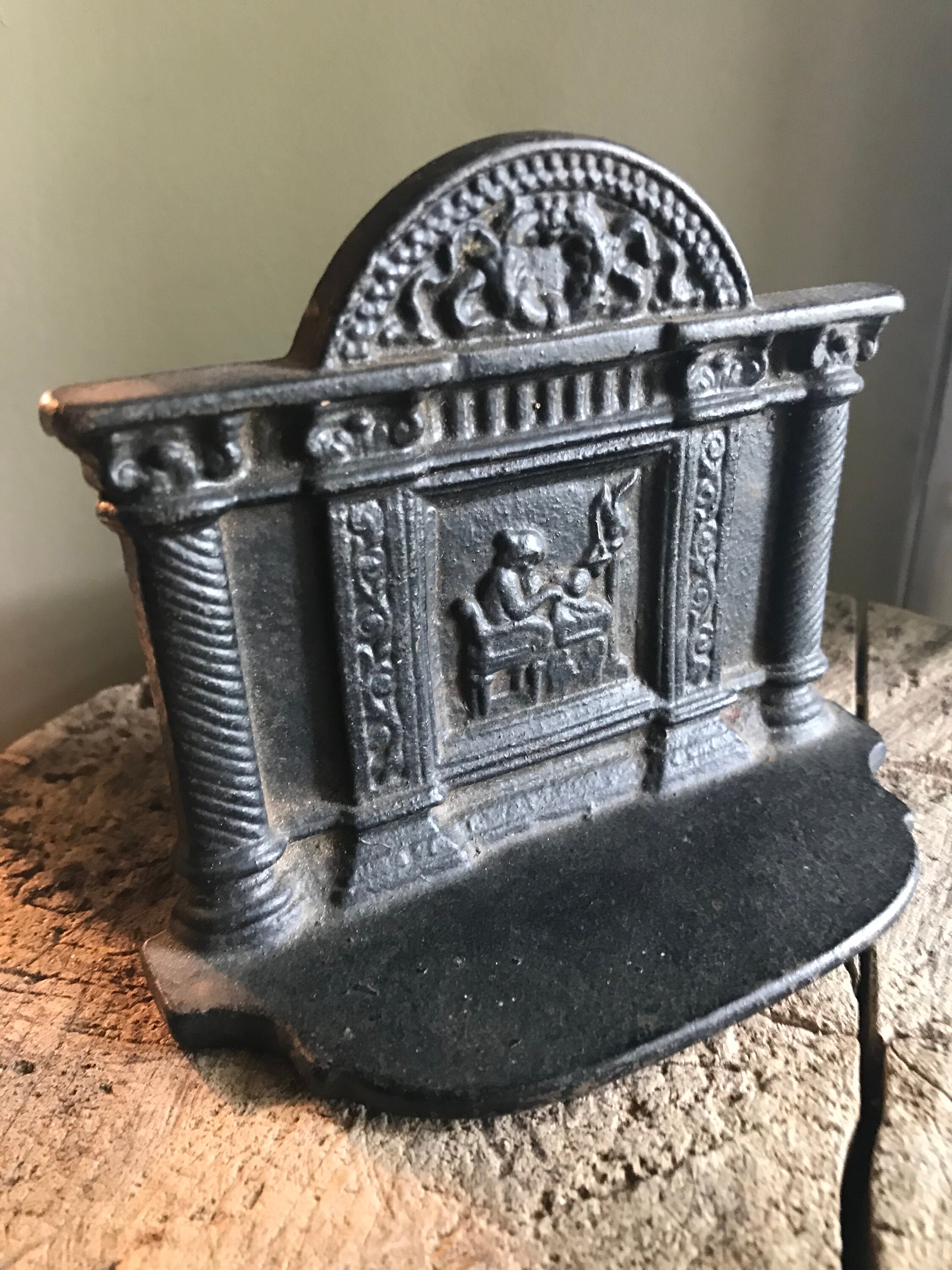 Antique Cast Iron Bookend Lady Sewing Bird Etsy