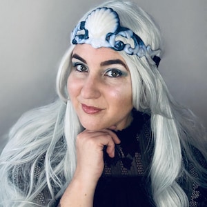 Silicone Dark Blue & White Siren Mermaid Circlet Crown