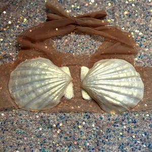 Silicone Shell Mermaid Top Bra White & Natural Gold shimmer
