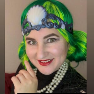 Silicone Dark Blue Metallic & White Siren Mermaid Circlet Crown
