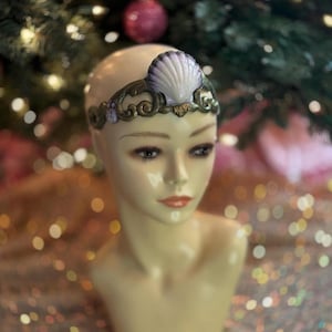Silicone Patina Gold with Violet Glow shell Circlet Crown