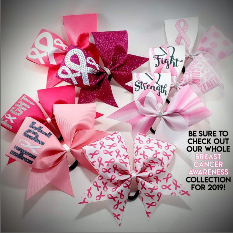 Pink Cheer Bow Hope Breast Cancer Awareness Cheer Bow Etsy