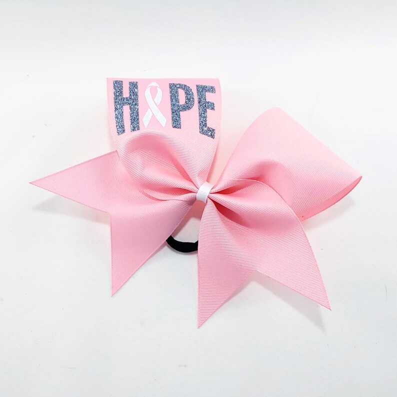 Pink Cheer Bow Hope Breast Cancer Awareness Cheer Bow Etsy