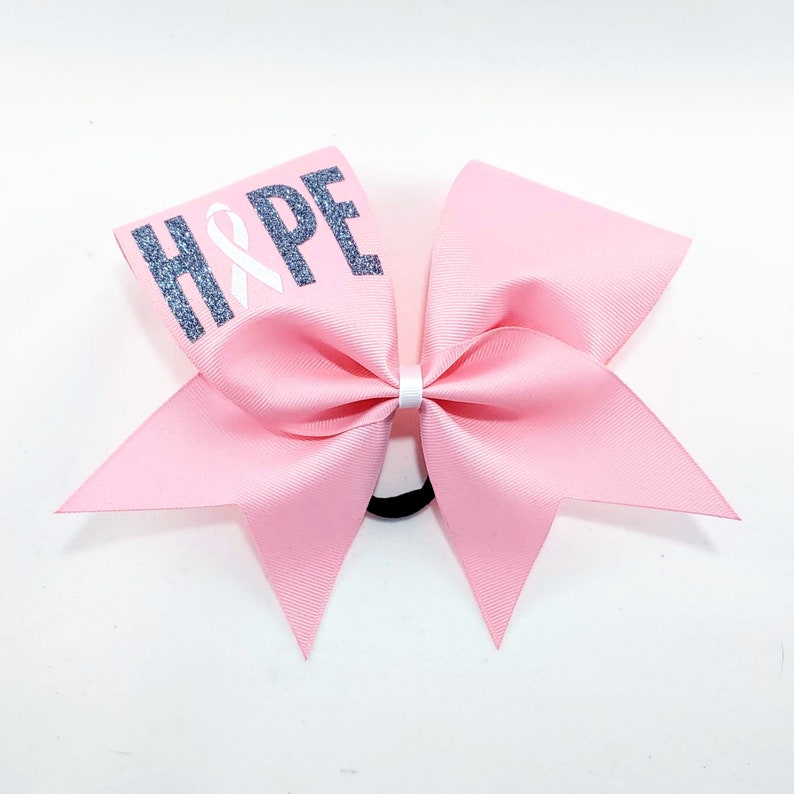 Pink Cheer Bow Hope Breast Cancer Awareness Cheer Bow Etsy