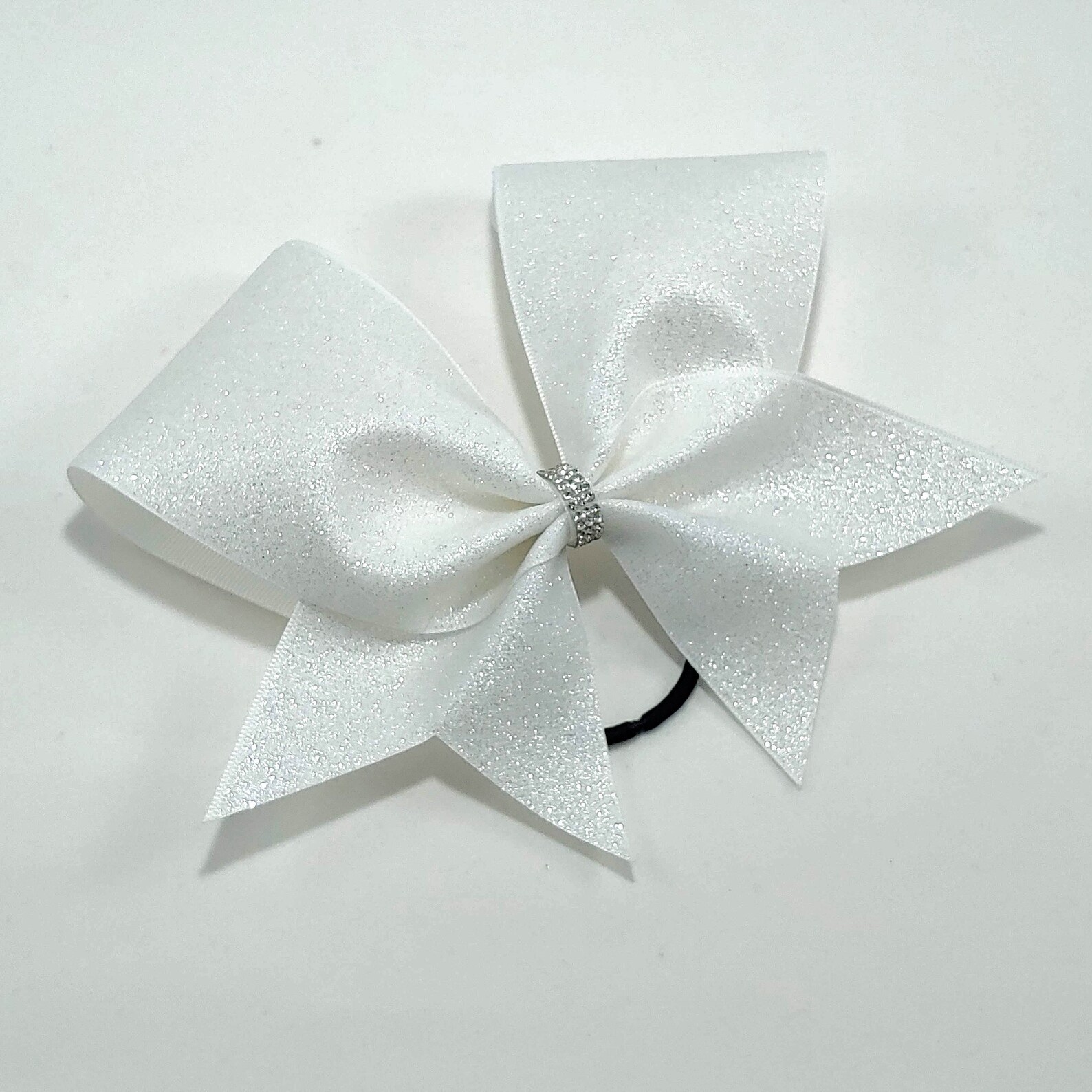 White Glitter Ribbon Cheer Bow Full Glitter Cheer Bow All Etsy