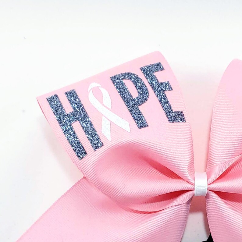 Pink Cheer Bow Hope Breast Cancer Awareness Cheer Bow Etsy