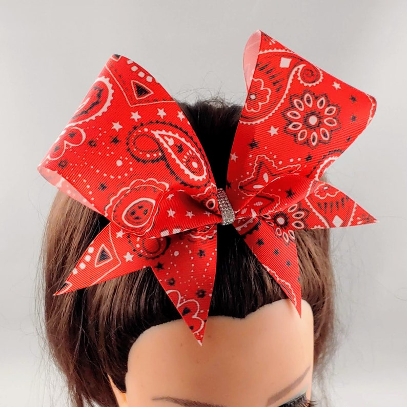 Bandana Cheer Bow Red Bandanna Cheer Bows Bandana Print Etsy