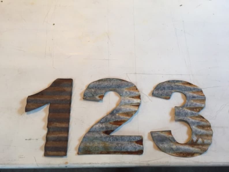 11 Inch Corrugated Barn Tin Numbers Etsy