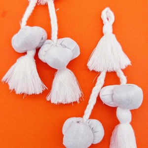 White Silk Fabric Ball Tassels, Latkan, Embellishments, Dupatta Tassel, Decorative Tassels, Saree Tassels, Indian Tassels, Sewing Latkans