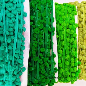 9 yards x Groothandel Groene Pom Pom Fringe Trim, Pompom Trimmen, Kwasten, 24mm Brede Trim, Boho, Summer Trim