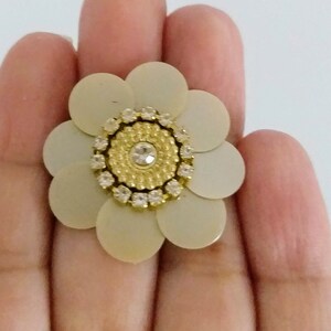 5 Light Brown Floral Applique, Sequins and Rhinestone Appliques, Headband Applique, Indian Applique