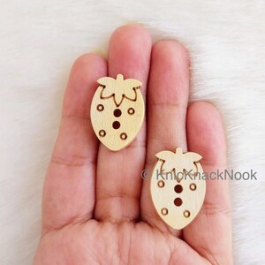 Wood Strawberry Buttons, Brown Wood Buttons, Natural Wood Buttons, Craft Buttons, Cute Buttons