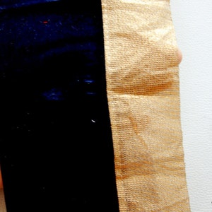 Blue Velvet Trim With Gold Shimmer Border Piping 1 Yard Approx 12 cm Wide