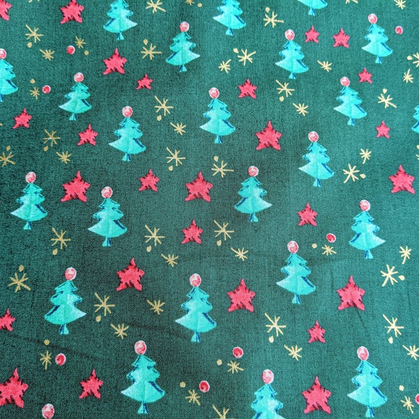 Bottle Green Christmas Trees Cotton Fabric Christmas Fabric, Festive Fabric, Holiday Fabric, Sewing Fabric