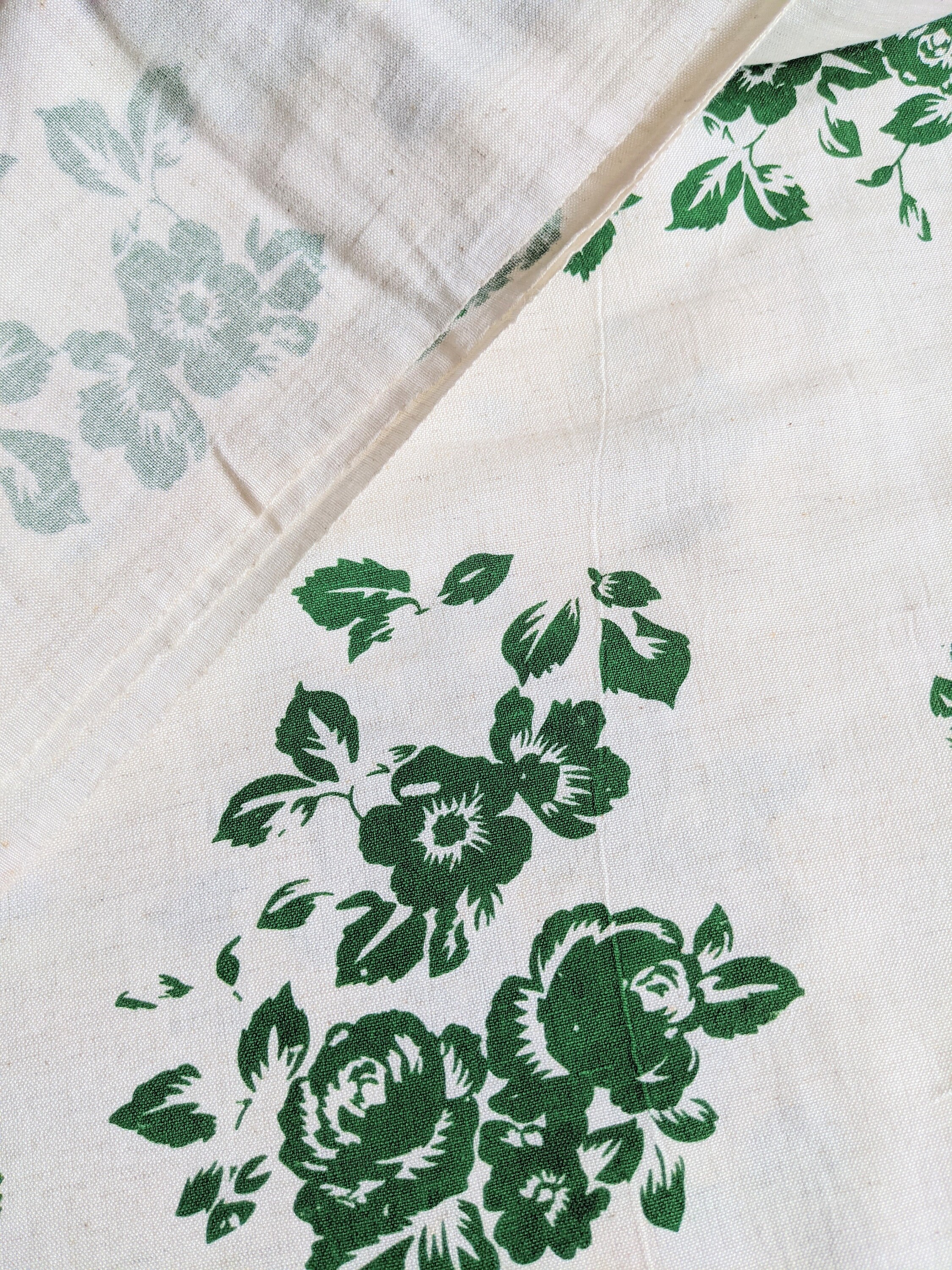 Off White and Green Floral Cotton Handloom Fabric Quilting - Etsy UK