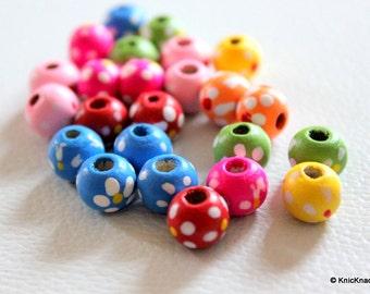 Buryeah 200-teiliges Set Marienkäfer-Holzperlen – 16 Mm Rund & 20 Mm Flach, Bunt, Für DIY-Schmuck, Girlanden & Deko
