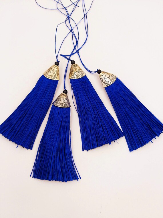 Royal Blue Tassels Artificial Silk Tassel With Cone Cap Etsy
