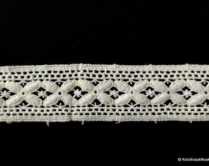 White Embroidery Flower Pattern Crochet cotton Lace Trim Etsy