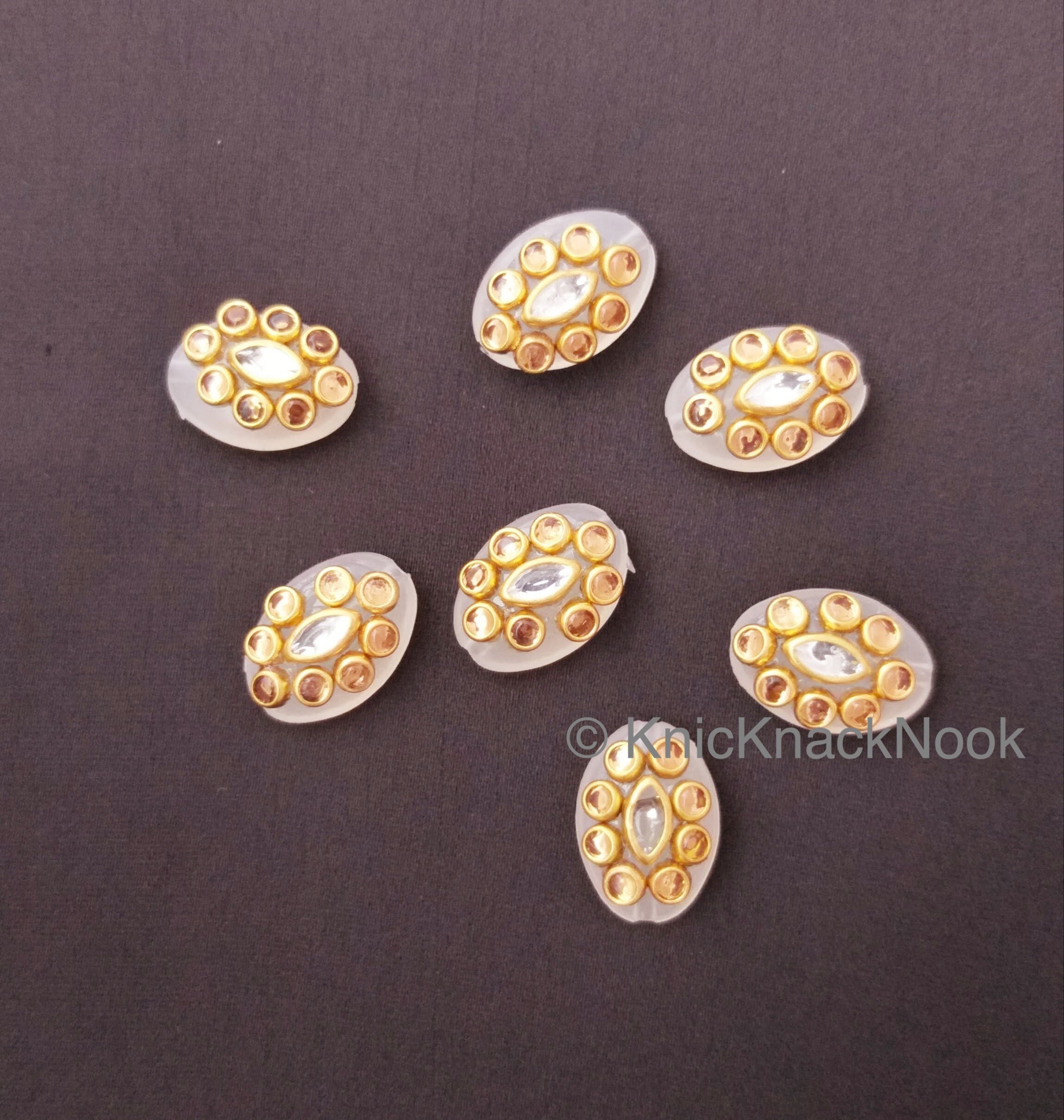 White / Black Acrylic Buttons With Kundan Stones Indian | Etsy