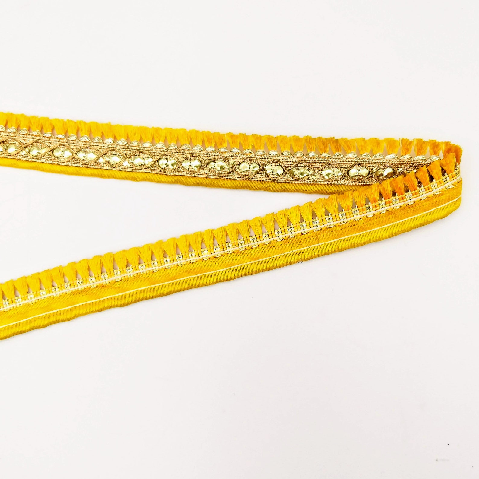 Yellow Tassels Trim Gold Fringe Trim Beaded Trim Tassels Etsy