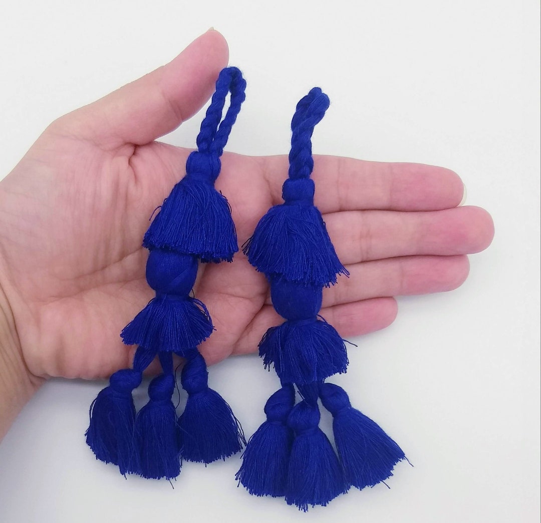 Royal Blue Tassels, Cotton Tassels, Bohemian, Boho Chic, Latkans