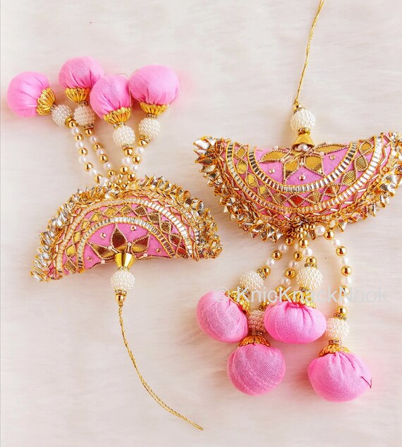 1 X Pair Latkan Gold Crystal Tassels Dangles Crafts SewOn Suit Saree Latkan Trim