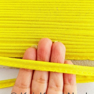 2mm Flanged Insertion Piping on 9mm Band, Yellow Art Silk Fabric Trim, Cord piping Trim, Decorative Edge Trim, Flanged Piping Cord