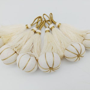 Beige and Gold Pumpkin Tassels, Latkan, Indian Tassels, Latkans, Decorative Tassels, Sewing Latkans, Thanksgiving Craft Supplies