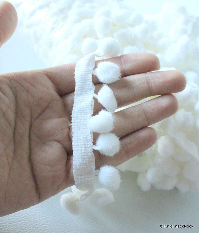 White Wool Pom Pom One Yard Lace Trims 25mm Wide 140316L105 Etsy