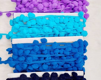 Yalulu Bordure à franges en polyester - Pompon pour rideau, vêtements, robe de samba - 10 m x 20 cm de large 10 Meters bleu marine