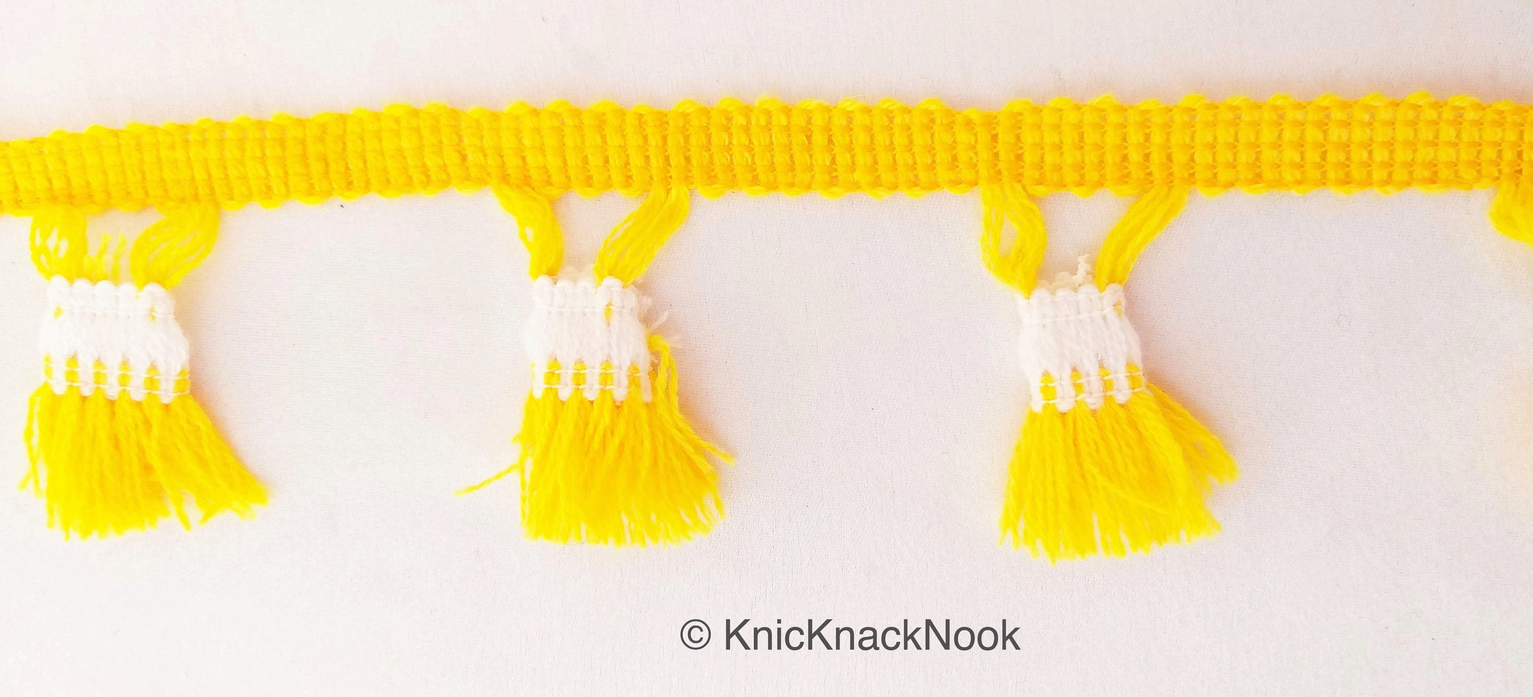 Yellow and White Tassel With Yellow Thread Lace Trim Fringe Etsy
