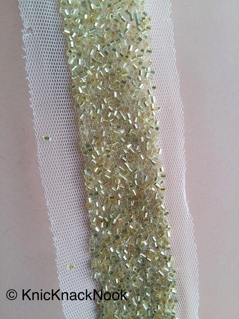 Beige Net Trim With Gold / Copper Beads Embellishments Etsy UK