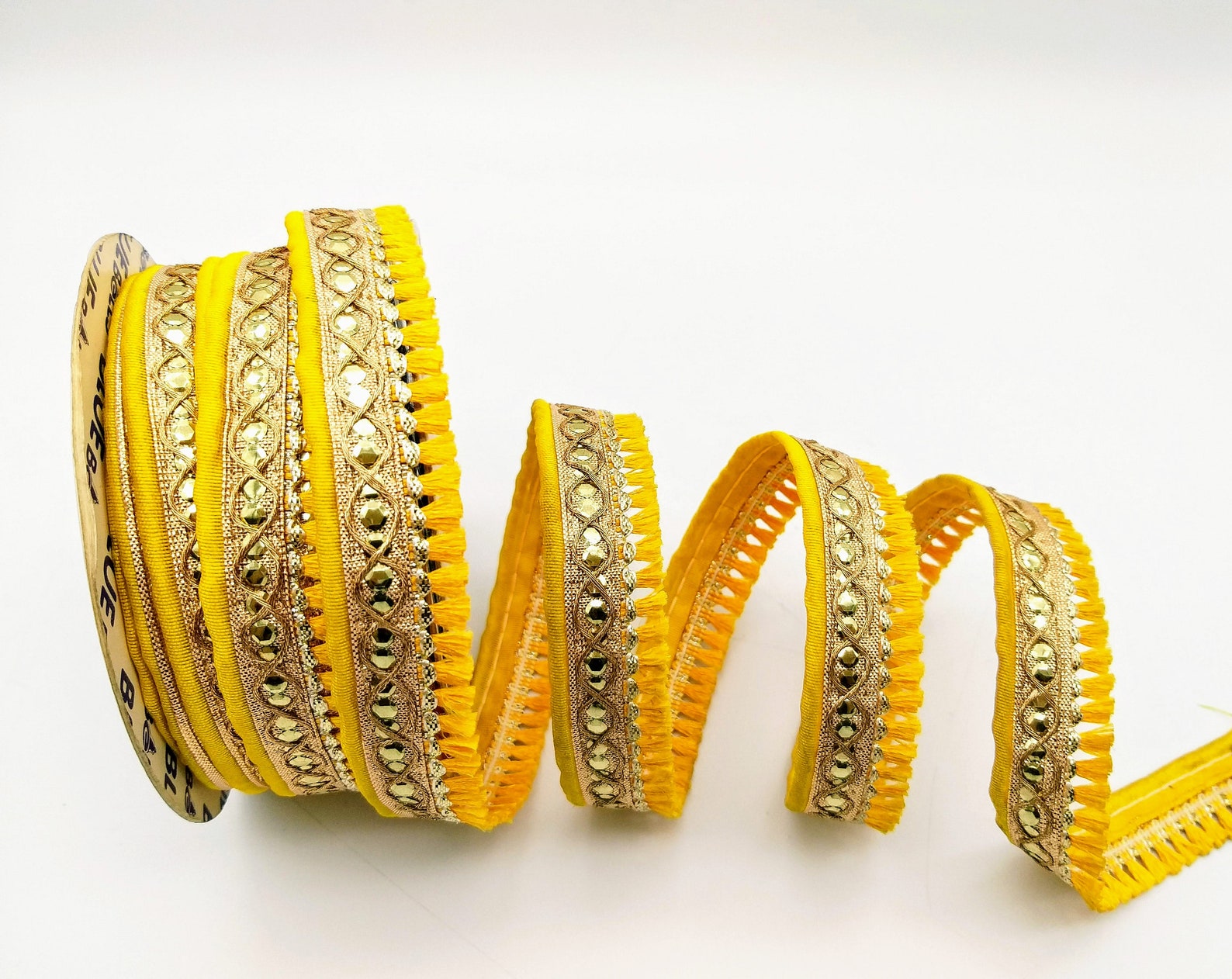 Yellow Tassels Trim Gold Fringe Trim Beaded Trim Tassels Etsy