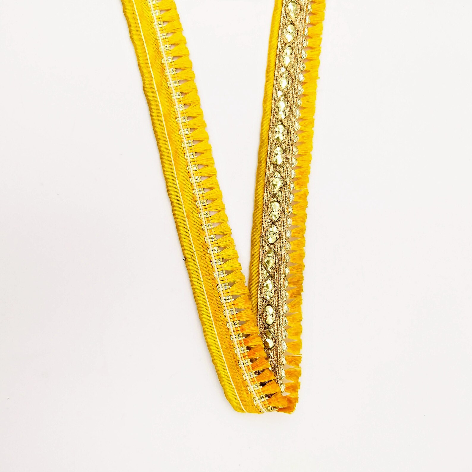 Yellow Tassels Trim Gold Fringe Trim Beaded Trim Tassels Etsy