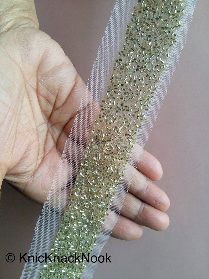 Beige Net Trim With Gold / Copper Beads Embellishments Etsy UK