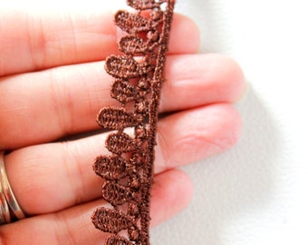 Brown Embroidery Crochet (Cotton) One Yard Lace Trims Approx. 18mm Wide Venise Lace, Brown Craft Trim Decorative Costume Trim Fringing Tape
