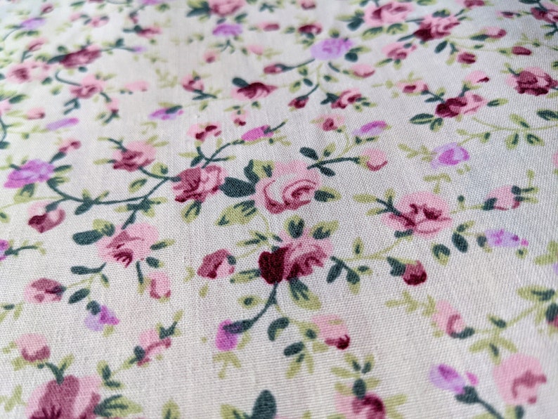 Pink Poly Cotton Rose Fabric Floral Fabric Small Print - Etsy