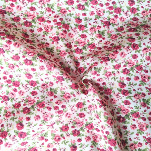 Pink Floral Fabric Small Flower Print Cotton 100% Cotton - Etsy UK