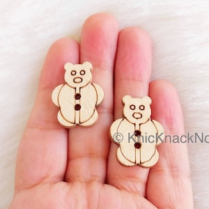 Wood Teddy Bear Buttons, Brown Wood Buttons, Natural Wood Buttons, Craft Buttons, Cute Buttons