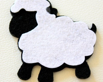 Sheep Black and White Felt Applique Patch