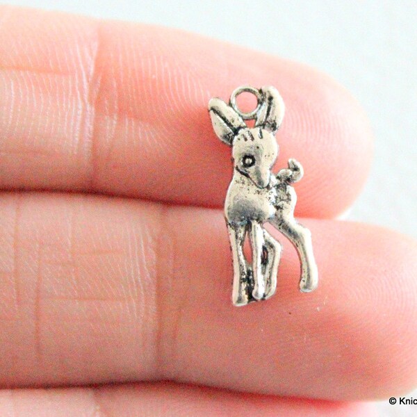 3 x Deer Silver Tone Charms Pendants