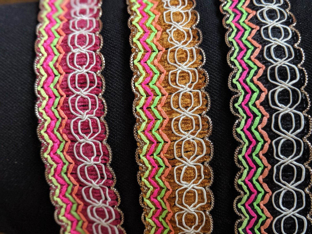 Colorful Thread Trim: Boho Fabric Embellishment, 32mm Wide - Etsy