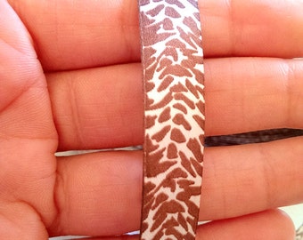 Animal Print, Giraffe Pattern, Brown And White Satin Ribbon Trim, 15mm wide, 5 Yards