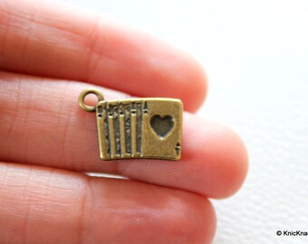 11 x Zinc Alloy Bronze Playing Cards Charm Pendentifs