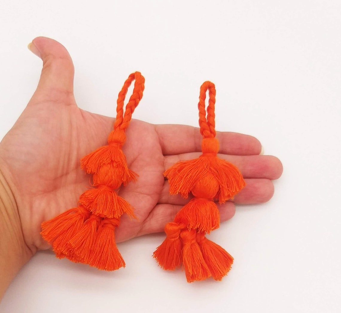 Orange Tassels Cotton Tassels Bohemian Boho Chic Latkans Etsy